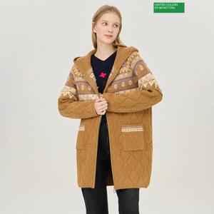 베네통 패턴 후드 롱 니트 가디건 BAKC53461