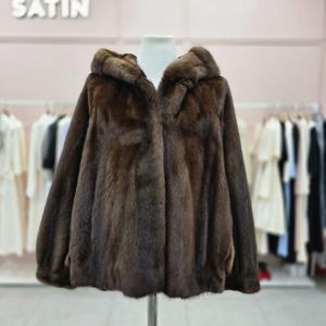 [샤틴]후드넥 천연모피 풀스킨 밍크코트S254C019A32