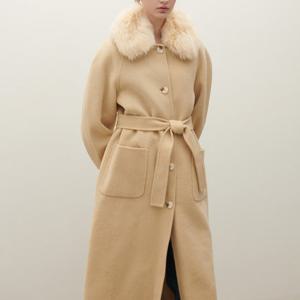 [샤틴]페이크퍼 카라 벨티드 모 코트S254B794A04