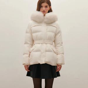 [샤틴]폭스퍼 후드넥 구스다운 벨티드 패딩S254M852A47
