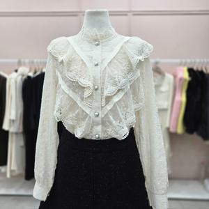 [샤틴]레이스 프릴 끈탑 블라우스S253K265B03