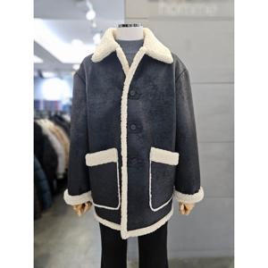 [바쏘]남자 오버핏 하프 무스탕 블랙 페이크 레더 WSARZ4UA48A