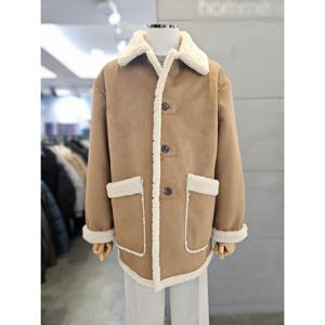 [바쏘]남자 오버핏 하프 무스탕 카멜 페이크 레더 WSARZ4UA49A