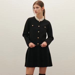 [샤틴]도트프릴넥 탈,착 하트버튼 니트 가디건S254B965A