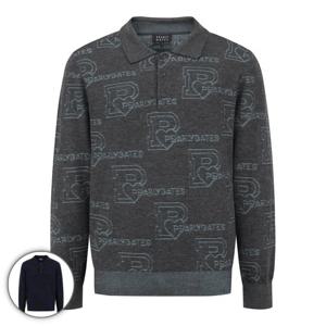 [파리게이츠] 남성 배색 로고플레이 카라 긴팔 니트 511E4SR324