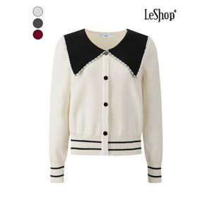 [르샵]배색 빅 카라 페이크 버튼 니트 (BQ1KP004A)