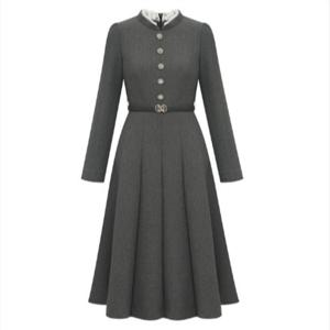 [미니멈]레이스 배색 플레어 원피스 (MZAAWO1150 BK)_IC