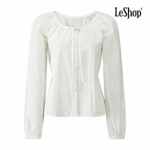 [르샵] 스트링넥 핀턱 버튼 블라우스 (BQ1BL006A)