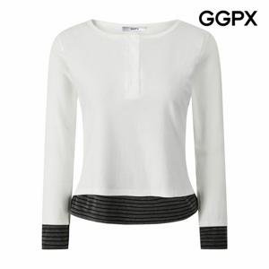 [GGPX] 스트라이프 배색 스판 티셔츠 (GQ1TS014F)