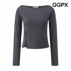 [GGPX] 밑단 스터드 슬릿 포인트 티셔츠 (GQ1TS026F)