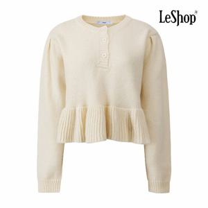 [르샵] 버튼 라운드넥 포근 러플 니트 (BQ2KP002A)