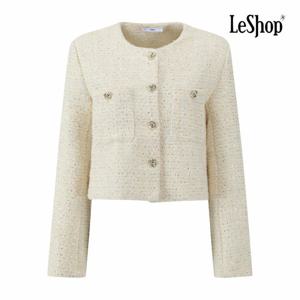 [르샵] 노카라 스팽글 트위드 자켓 (BQ2JK001A)