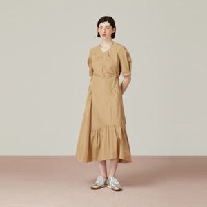 [듀엘]브이넥 꼬임 볼륨 원피스 D253MSE013A