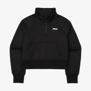 [휠라(프리미엄)]스트레치 기모 반집업 맨투맨 FS2POF4251FBLK