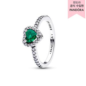 [판도라(주얼리)][백화점 보증서 제공] 엘리베이티드 로열 그린 프렌드십 하트 링 198421C07