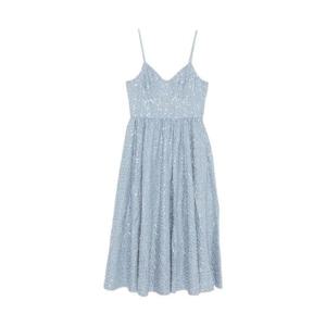 산드로 스트라이프 패턴 시퀸 디테일 미디 드레스 SFPRO04638