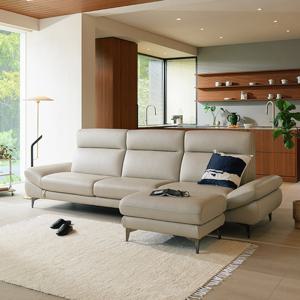 [다우닝] 피아 4인 전체 천연가죽 소파+스툴