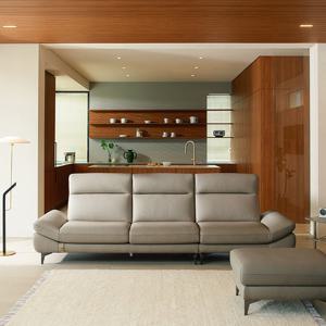 [다우닝] 피아 3.5인 전체 천연가죽 소파+스툴