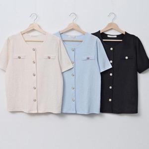 [강물처럼]빅사이즈노카라재킷 U637L506 솜사탕라운드하프자켓 B