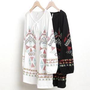 [강물처럼]빅사이즈에스닉블라우스 w069L408 기하악리본면블라우