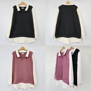 [강물처럼]위쉬몰 BS 크리미밀크배색긴팔티(T251H411) 빅사이즈