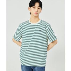 게스 GUESS [ON] 유니 세미오버핏 싱글 스트라이프 반팔티 NP2KE407 436906