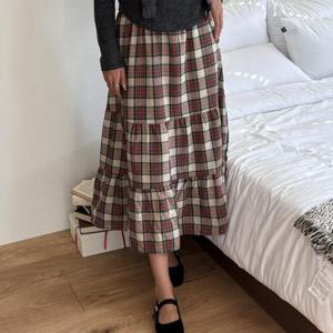 [강물처럼]아이우먼 버쉬체크캉캉롱스커트 CRT218M411 빅사이즈