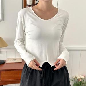 [강물처럼]아이우먼 라인스쿱넥크롭무지티 DKR297M411 빅사이즈