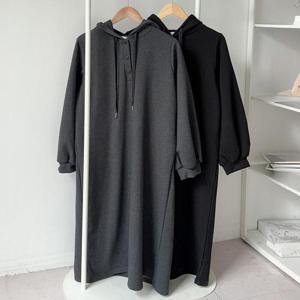 [강물처럼]빅사이즈후드원피스 T195L411 키싱끈후드루즈롱원피스