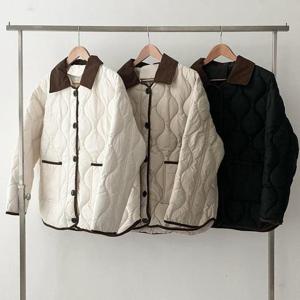 [강물처럼]빅사이즈누빔점퍼 T176L411 물결누빔배색패딩점퍼 RD