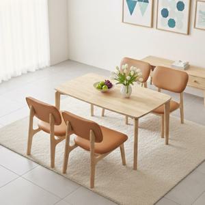 파밀리에 원목 4인용 낮은 패밀리 일반형 식탁세트 (의자4)