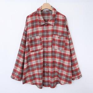 [강물처럼]아이우먼 써티컬러체크카라남방 LYT305M411 빅사이즈