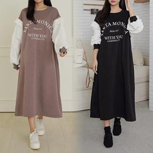 [강물처럼]위쉬몰 PO 프릴소매배색롱원피스(K641H411) 빅사이즈