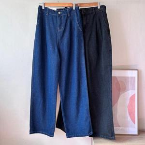 [강물처럼]빅사이즈청바지 S993L410 폭스밴딩주름와이드팬츠 CA