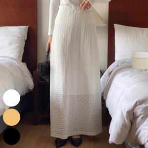 [강물처럼]빅사이즈레이스스커트 S885L410 니드주름플레어롱스커