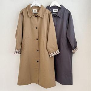 [강물처럼]빅사이즈트렌치 S863L410 마리롤업체크카라바바리 BN