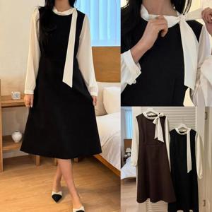 [강물처럼]위쉬몰 YP 사이드리본배색원피스(X041H601) 빅사이즈