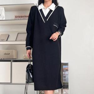 [강물처럼]아이우먼 셔츠레이어드흰줄원피스 BSV927M512 빅사이