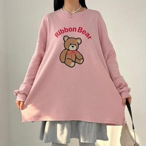 [강물처럼]아이우먼 리본곰돌이기모티셔츠 RAV941M512 빅사이즈