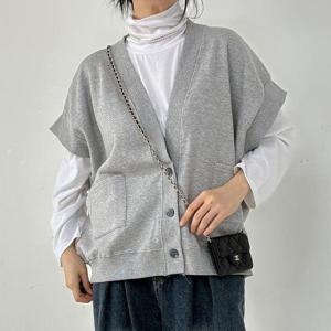 [강물처럼]아이우먼 롱숄더버튼반팔조끼 RAV636M601 빅사이즈 (4