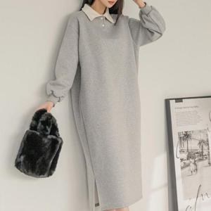 [강물처럼]아이우먼 기모카라옆트임원피스 YYV987M601 빅사이즈