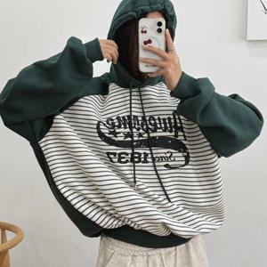 [강물처럼]아이우먼 나그랑줄무늬끈후드티 GBV982M601 빅사이즈