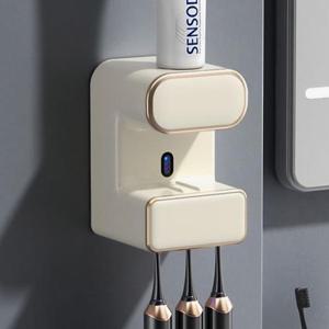 [반려] 자동센서 치약 디스펜서 겸 UVC 칫솔살균기 아이보리