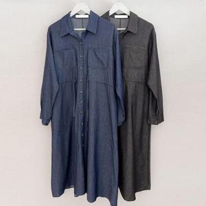 [강물처럼]빅사이즈데님원피스 T795L502 무즈카라청스트링원피스