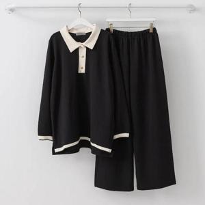 [강물처럼]빅사이즈바지세트 T036L502 심플배색카라바지투피스 B