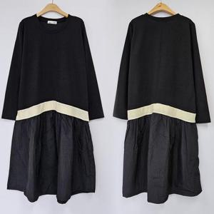 [강물처럼]빅사이즈레이어드원피스 S547L502 바스락레이어배색원