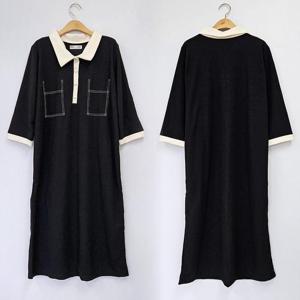 [강물처럼]빅사이즈카라원피스 S546L502 보이주머니스티치원피스