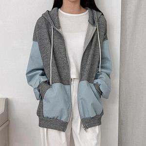 [강물처럼]아이우먼 유메배색골지후드집업 GOT850M502 빅사이즈