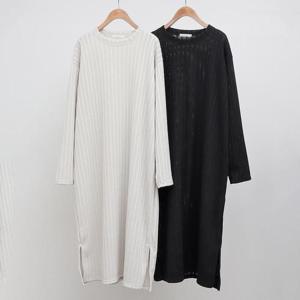 [강물처럼]빅사이즈롱원피스 K919L502 깊은골지심플롱원피스 LY