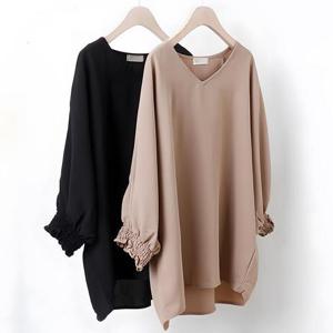 [강물처럼]빅사이즈브이블라우스 3053L502 도도꼬임소매블라우스